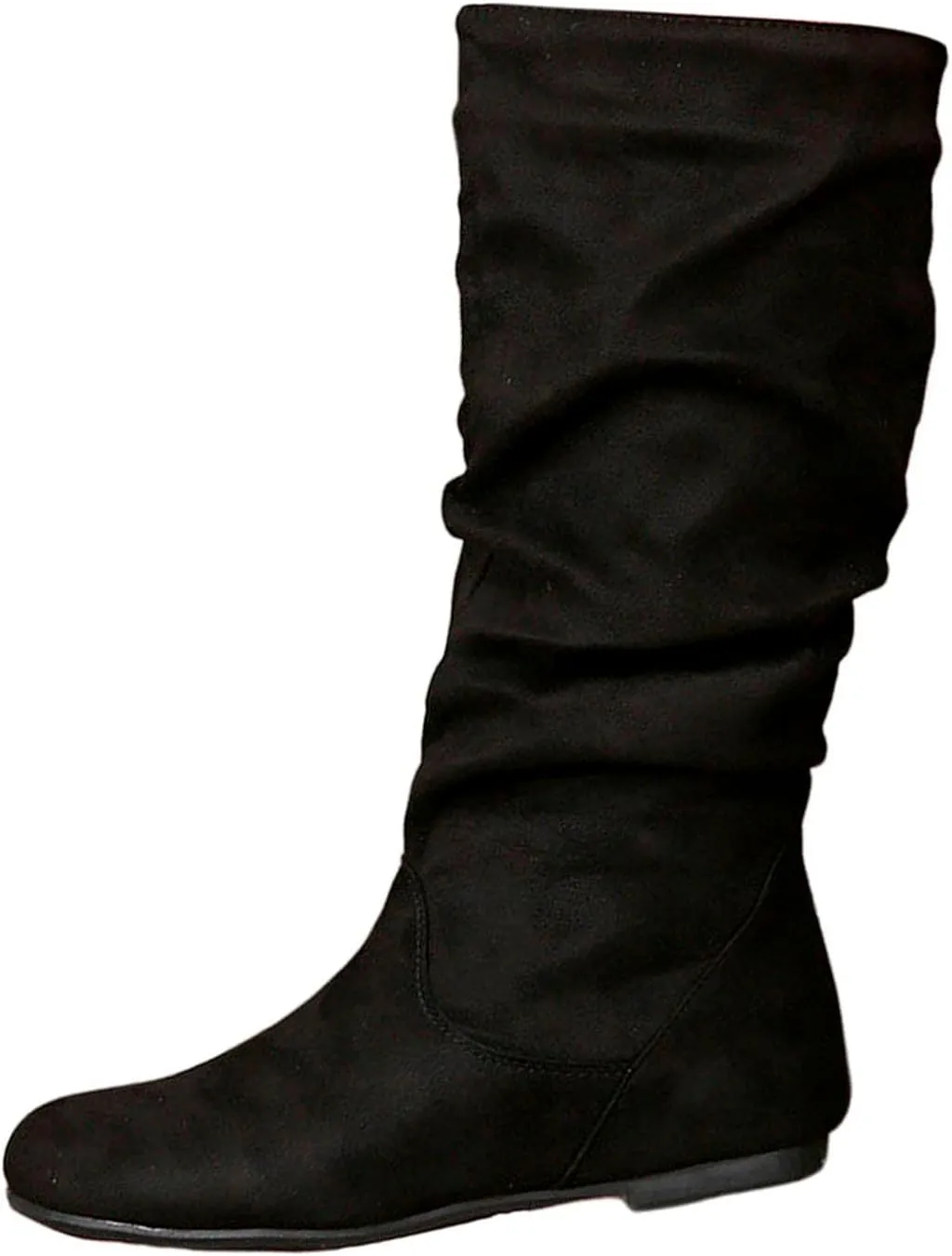 Flat Boots Women Knee High Winter Boots Zipper Suede Boots Long Slouchy Boots Western Boots Wide Calf Boots