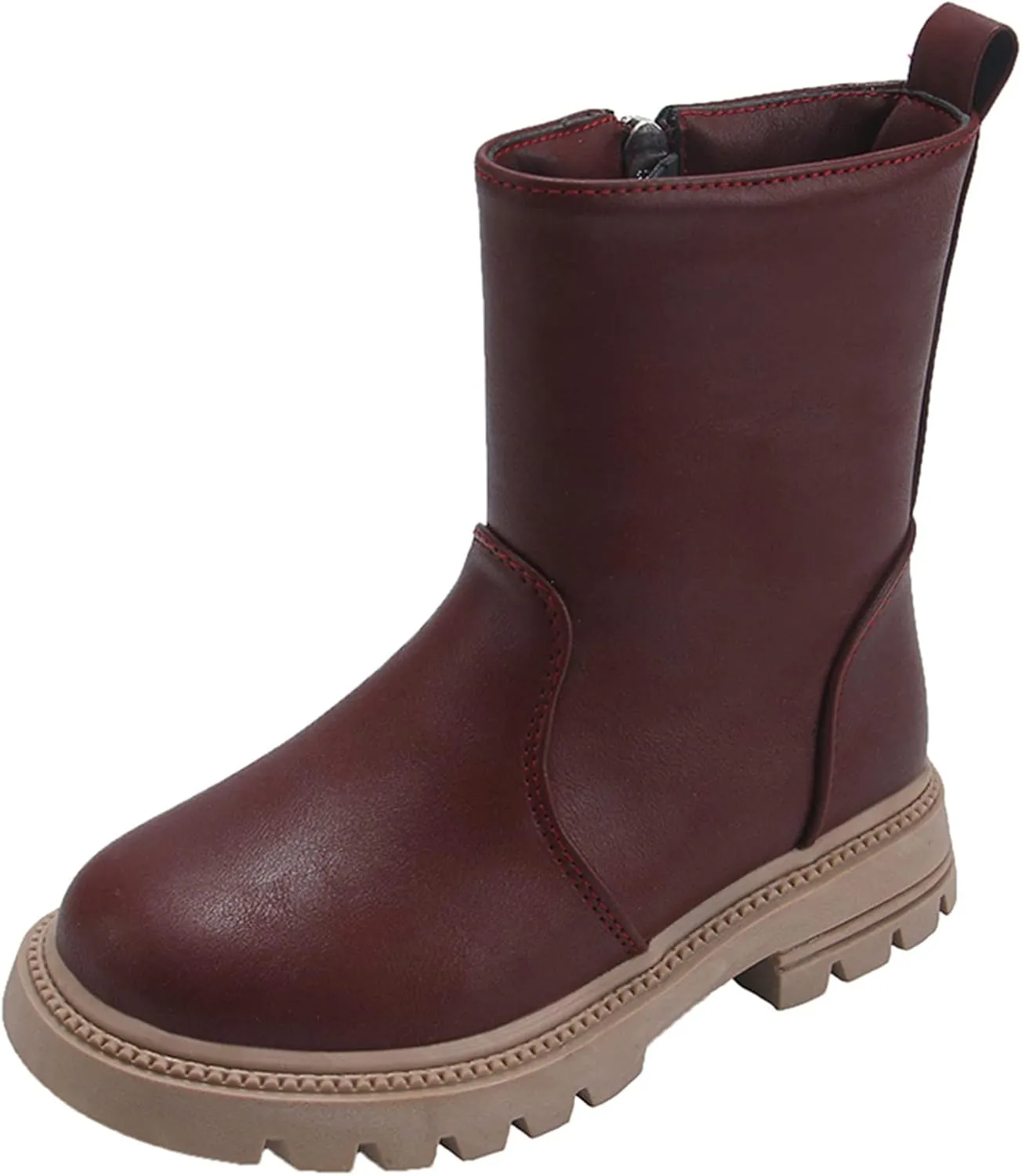 Girls Ankle Boots Low Heel Side Zipper Fall Winter Booties Outdoor Chunky Platform Solid Shoes for Little/Big Kids