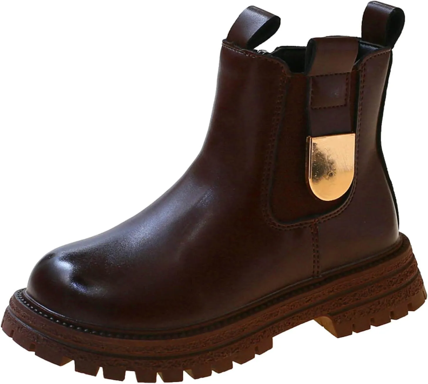 Girls Anti-slip Ankle Boots Water Proof Autumn Winter PU Leather Thick Bottom Pull On Riding Winter Boots for Big Girls