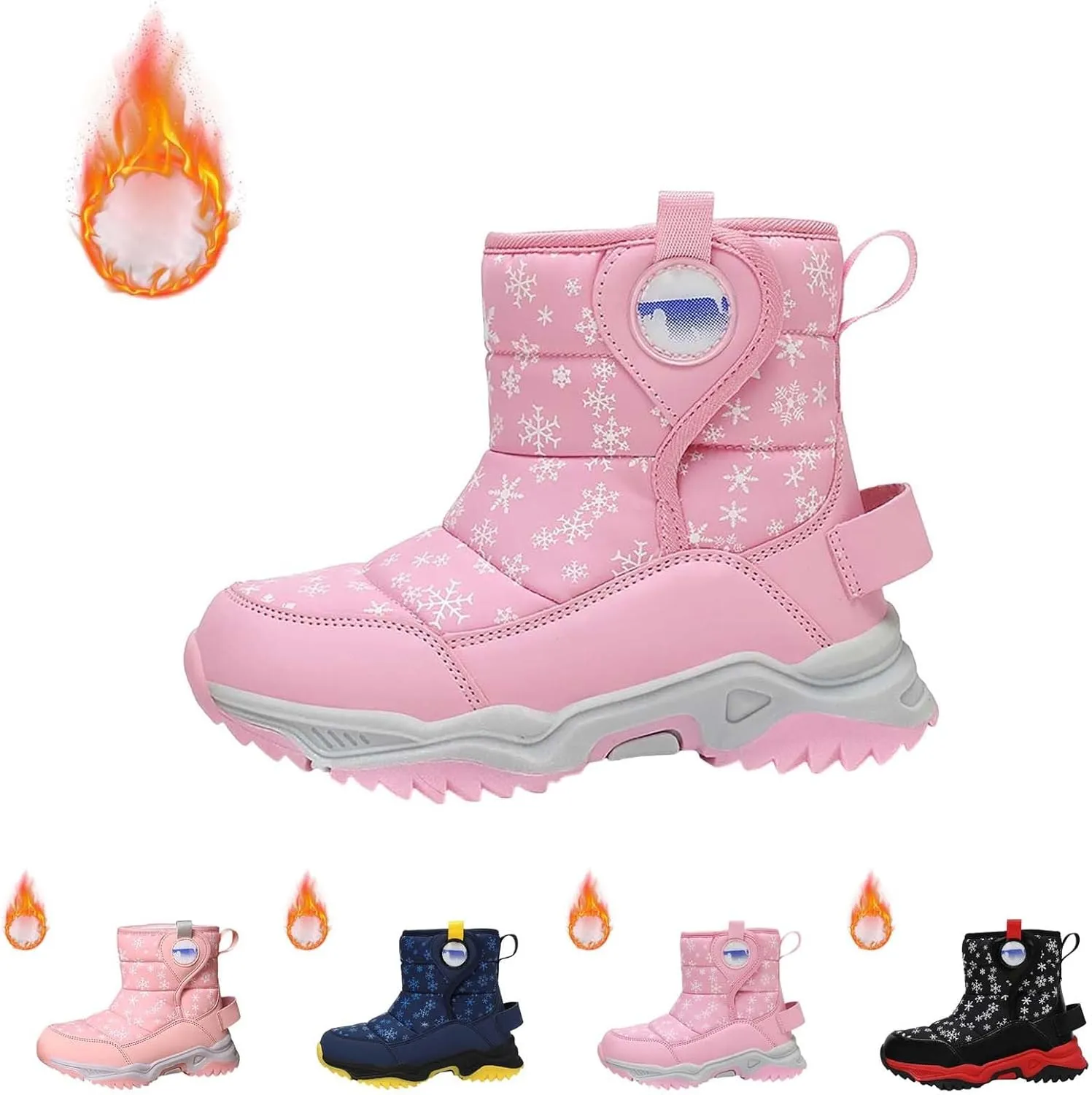 Girls Boys Snow Boots Outdoor Warm Comfortable Non Slip Mid Calf Padded Small Big Kids Winter Girls Knee High Snow Boots
