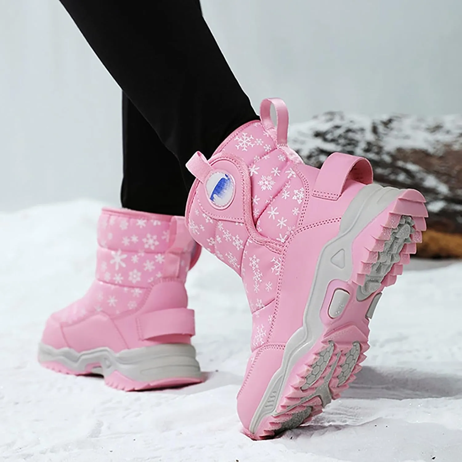 Girls Boys Snow Boots Outdoor Warm Comfortable Non Slip Mid Calf Padded Small Big Kids Winter Girls Knee High Snow Boots