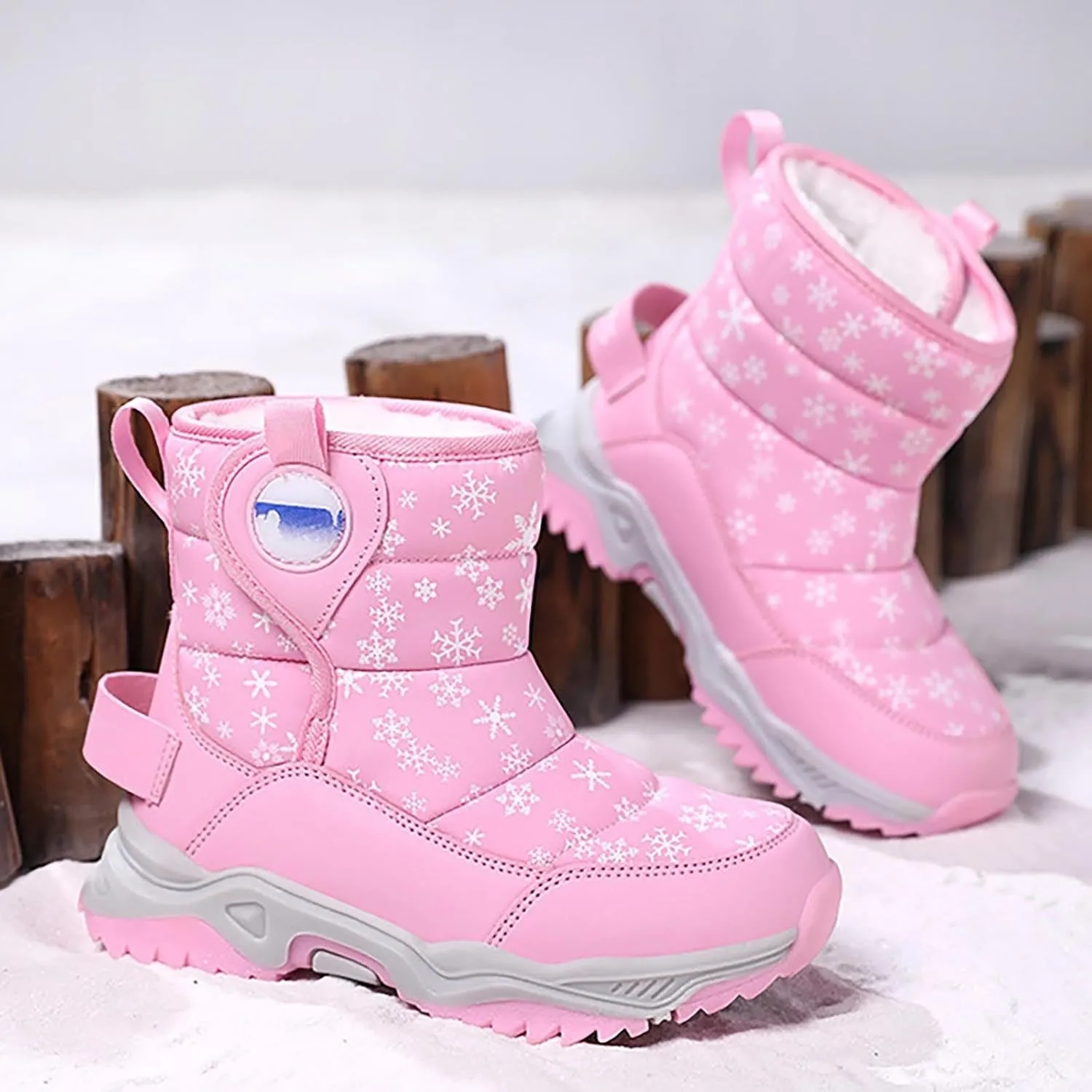 Girls Boys Snow Boots Outdoor Warm Comfortable Non Slip Mid Calf Padded Small Big Kids Winter Girls Knee High Snow Boots