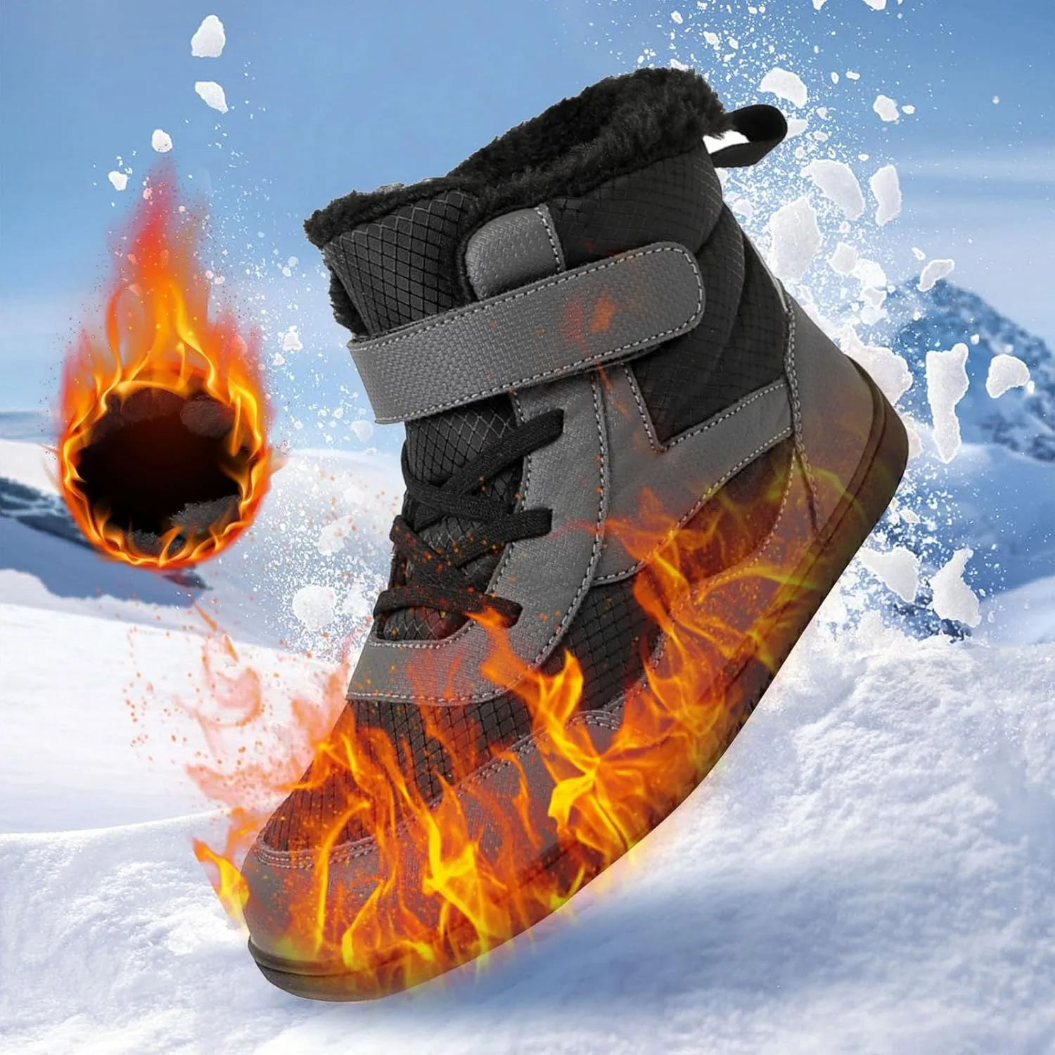 Girls Boys Winter Snow Boots - Comfortable Warm Toddler Winter Shoes Waterproof Kids Ankle Booties Outdoor Walking