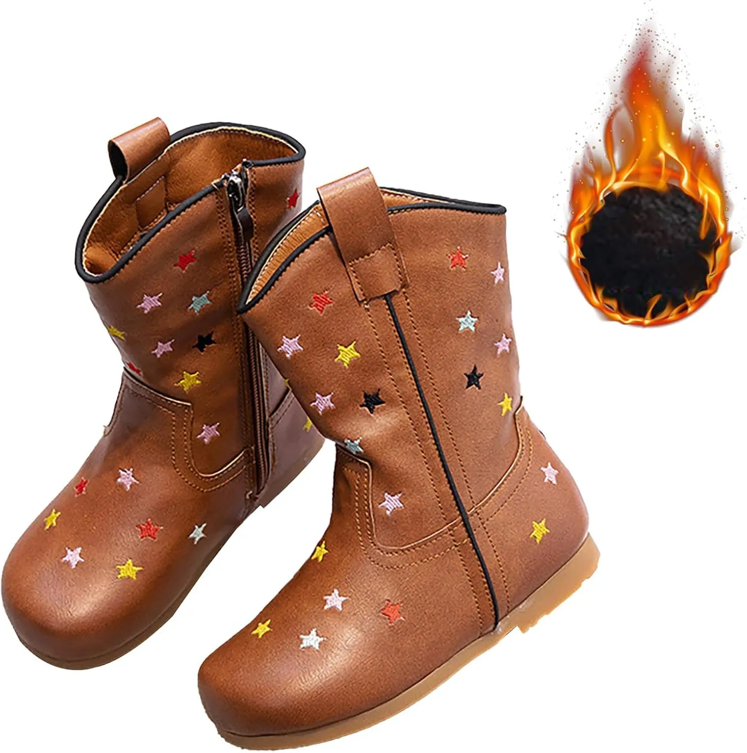 Girls' Cowboy Boots Western Country Ankle Boots Mid Calf Riding Shoes for Toddlers Little and Big Girls