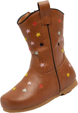Girls' Cowboy Boots Western Country Ankle Boots Mid Calf Riding Shoes for Toddlers Little and Big Girls
