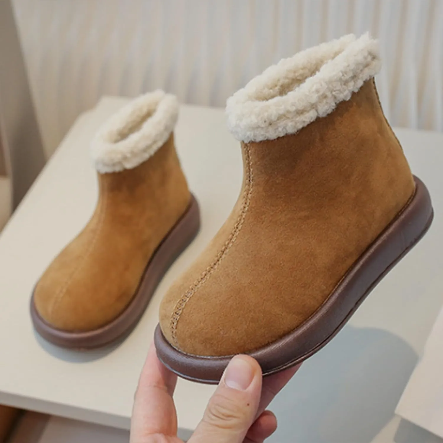 Girls Fuzzy Warm Winter Short Ankle Boots with Furry Faux Fr ining Booties Shoes for Kids Toddler Shoes Girls Boots