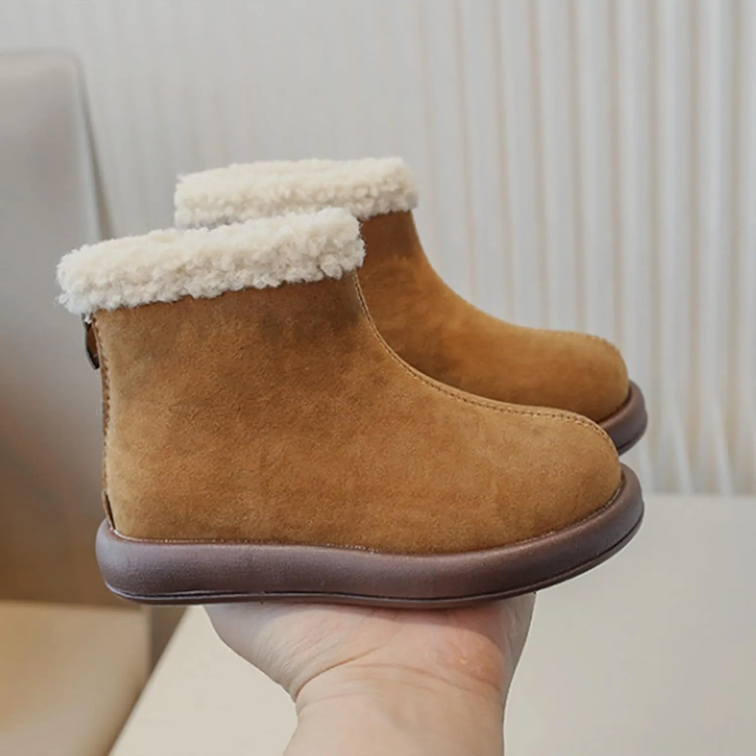Girls Fuzzy Warm Winter Short Ankle Boots with Furry Faux Fr ining Booties Shoes for Kids Toddler Shoes Girls Boots