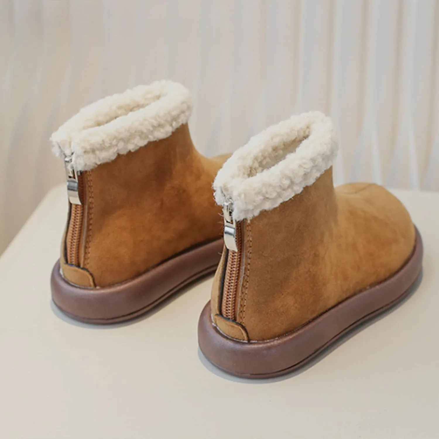 Girls Fuzzy Warm Winter Short Ankle Boots with Furry Faux Fr ining Booties Shoes for Kids Toddler Shoes Girls Boots