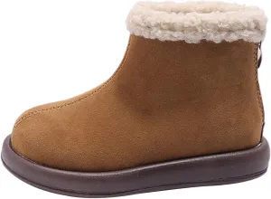 Girls Fuzzy Warm Winter Short Ankle Boots with Furry Faux Fr ining Booties Shoes for Kids Toddler Shoes Girls Boots