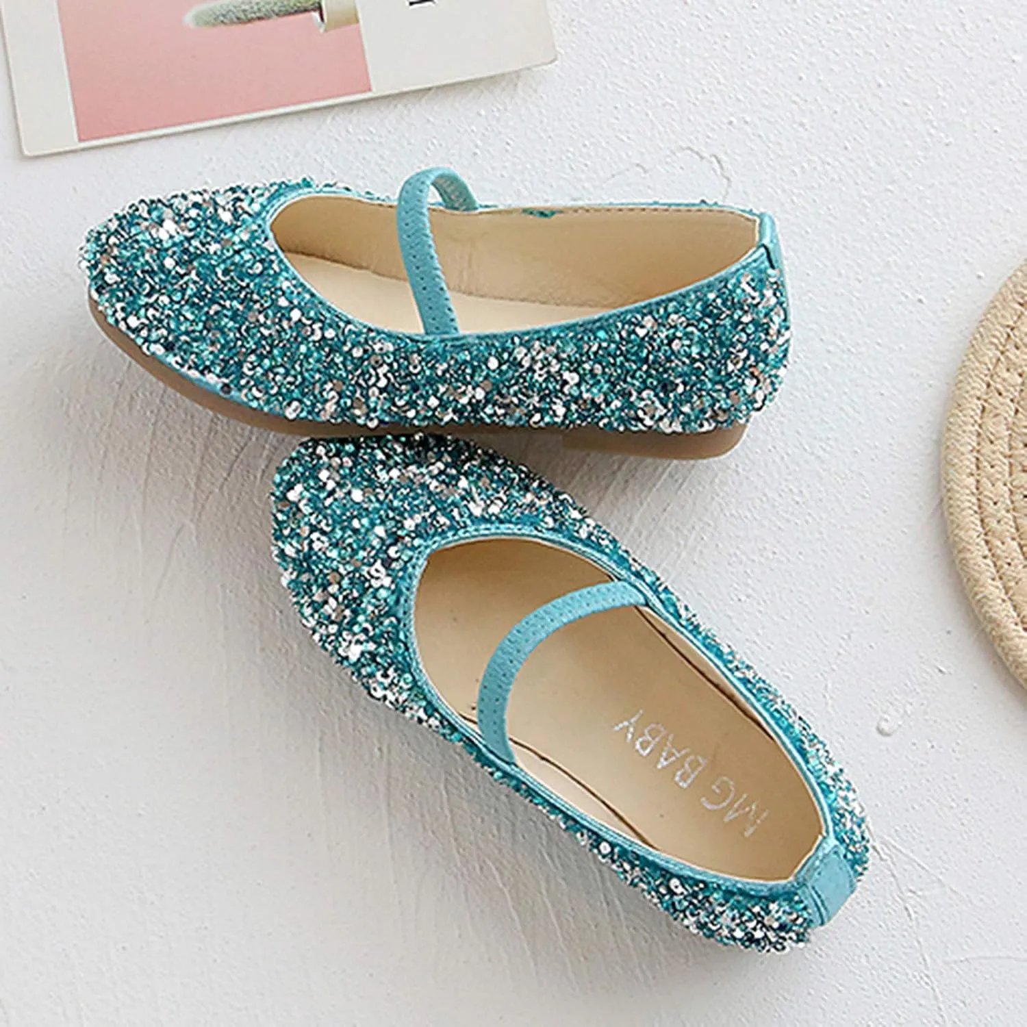 Girls Glitter Slip On Sneakers Baby Girls Dress Dance Flat Shoes Kids Soft Cozy Lightweight Outdoor Bottom Sport Shoes