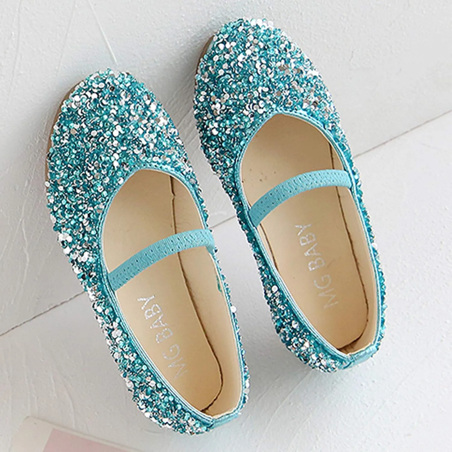 Girls Glitter Slip On Sneakers Baby Girls Dress Dance Flat Shoes Kids Soft Cozy Lightweight Outdoor Bottom Sport Shoes