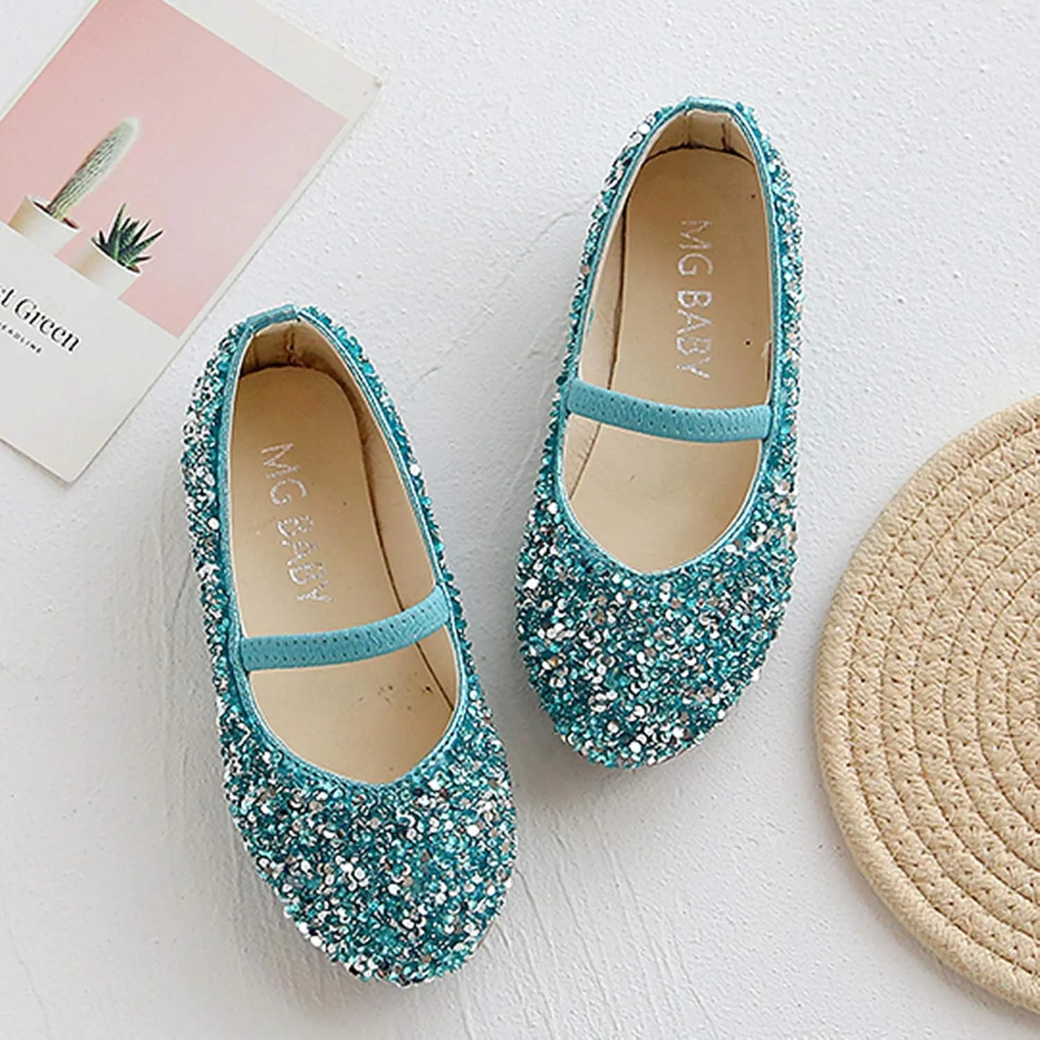 Girls Glitter Slip On Sneakers Baby Girls Dress Dance Flat Shoes Kids Soft Cozy Lightweight Outdoor Bottom Sport Shoes