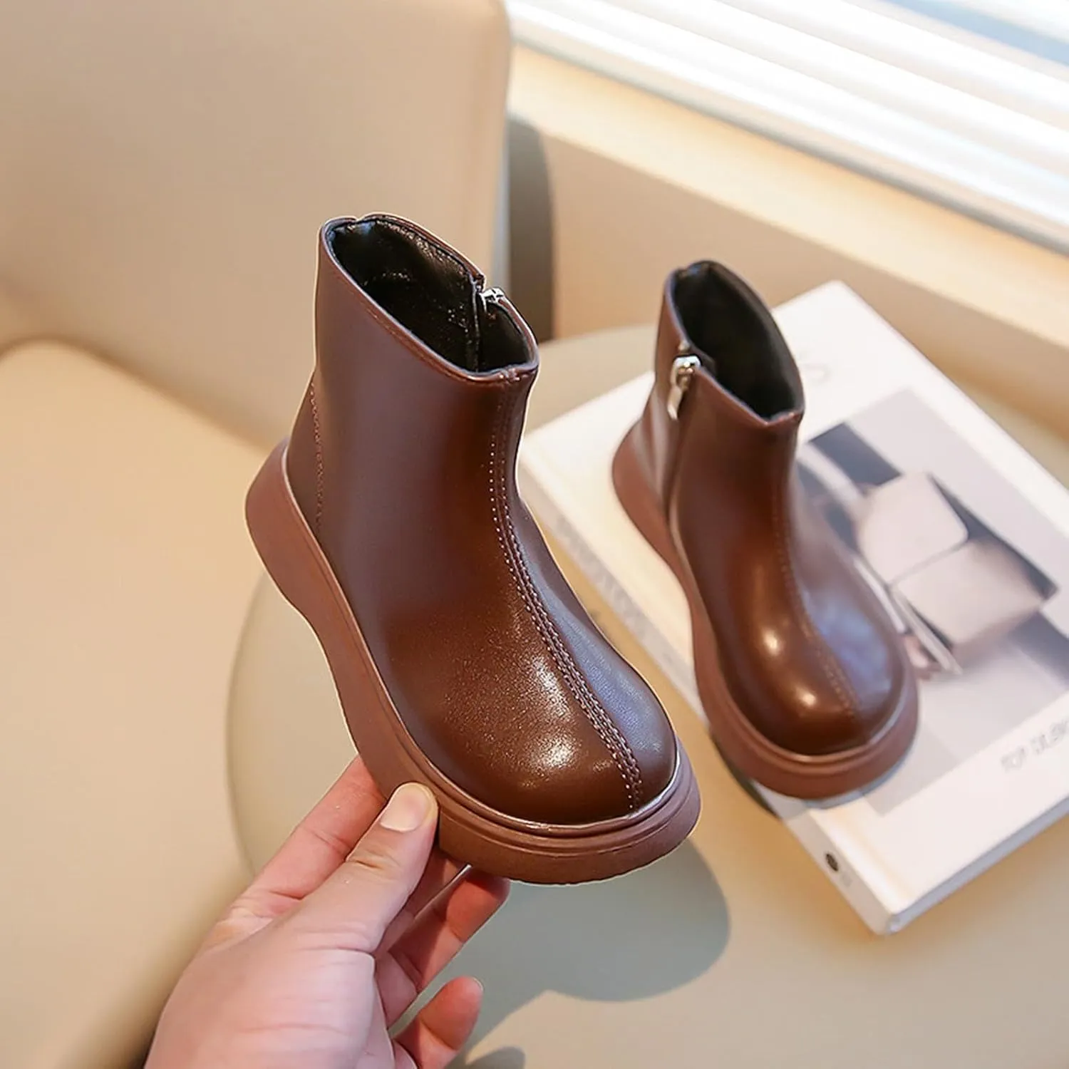 Girls Spring Autumn Winter Ankle Boots Side Zipper Short Boots Toddler Soft Bottom Non Slip Low Calf Boots
