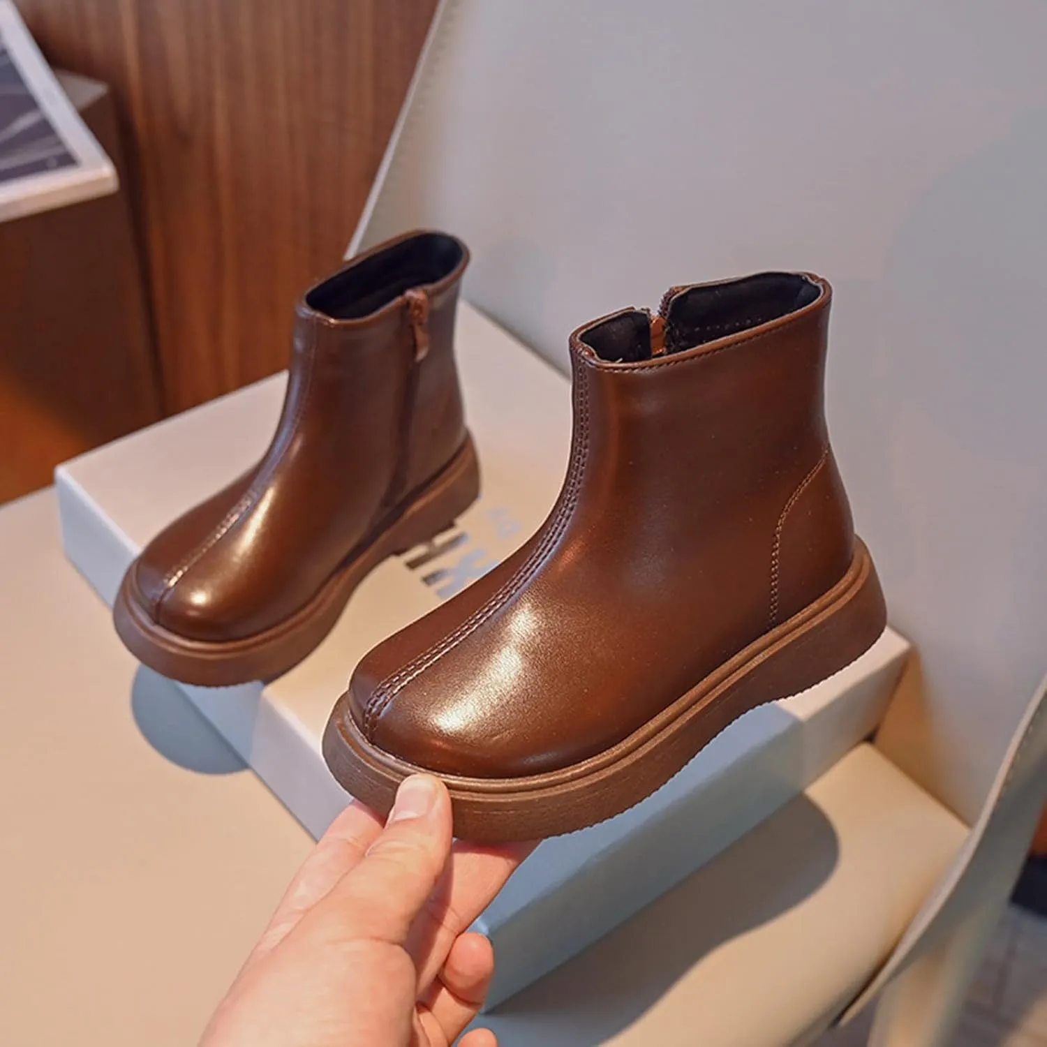 Girls Spring Autumn Winter Ankle Boots Side Zipper Short Boots Toddler Soft Bottom Non Slip Low Calf Boots
