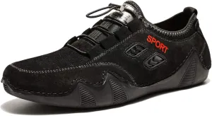 GOSPT Men's Leather Driving Shoes Comfortable Flats Casual Work Loafers