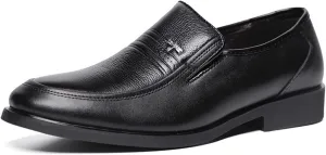 HASMI Men's Business Dress Leather Shoes Non-Slip Wear-Resistant Men's Shoes Breathable Work Leather Shoes Round Toe Dad Shoes