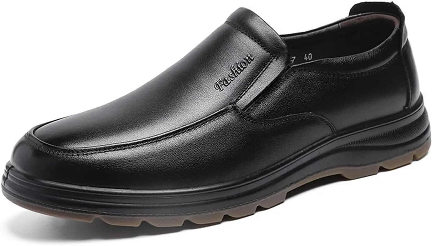 HASMI Men's Shoes Autumn Breathable Business Dress Leather Shoes Men's Casual Dad Shoes Soft-Soled Work Leather Shoes