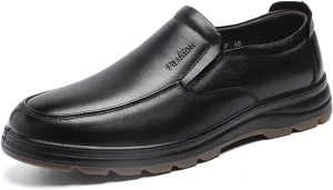 HASMI Men's Shoes Autumn Breathable Business Dress Leather Shoes Men's Casual Dad Shoes Soft-Soled Work Leather Shoes