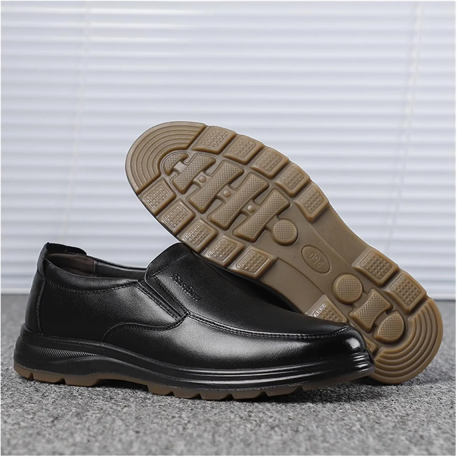 HASMI Men's Shoes Autumn Breathable Business Dress Leather Shoes Men's Casual Dad Shoes Soft-Soled Work Leather Shoes