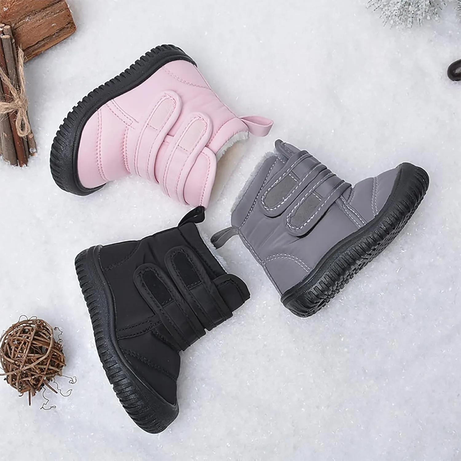 Insulated Snow Ankle Boots For Toddler Non Slip Plush Lined Winter Walking Shoes For Boy Platform Boots For Girl