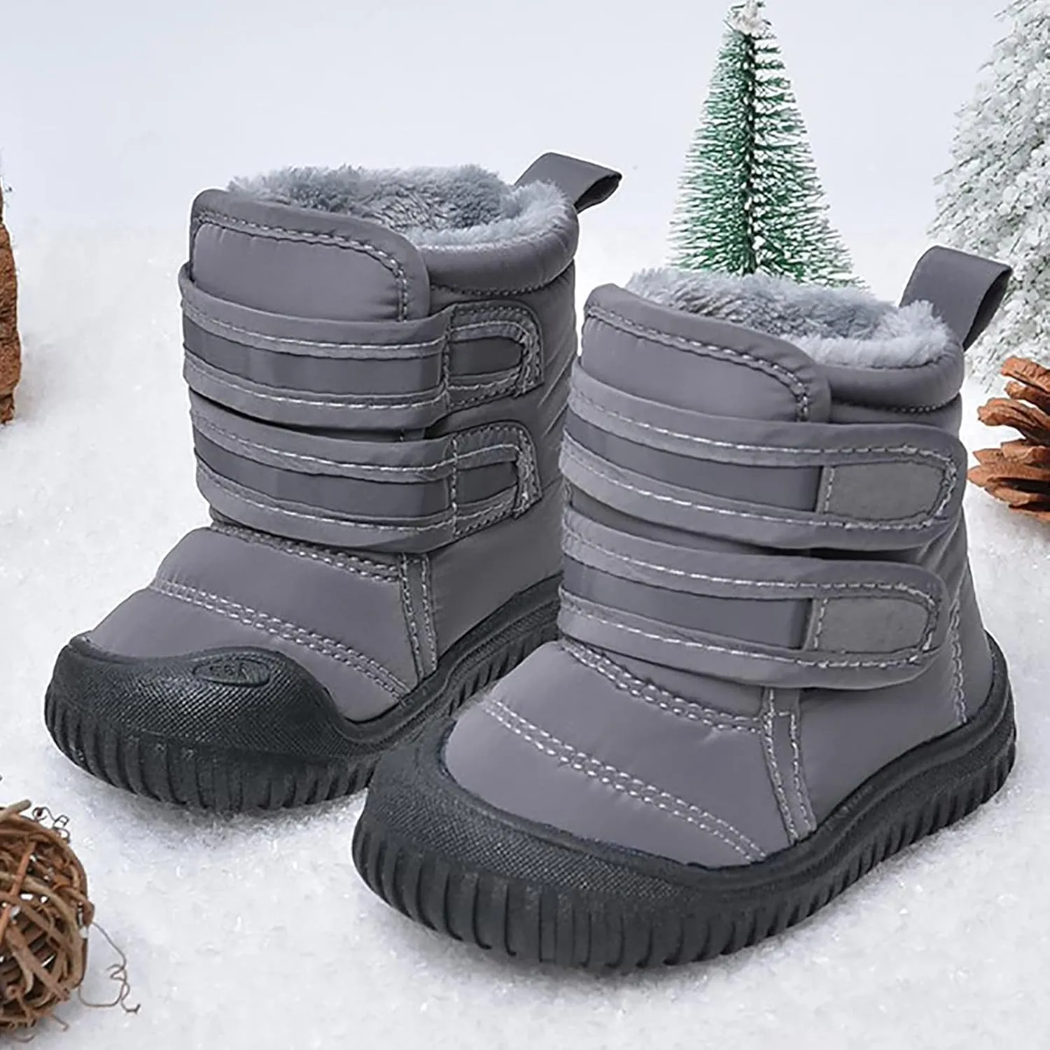 Insulated Snow Ankle Boots For Toddler Non Slip Plush Lined Winter Walking Shoes For Boy Platform Boots For Girl