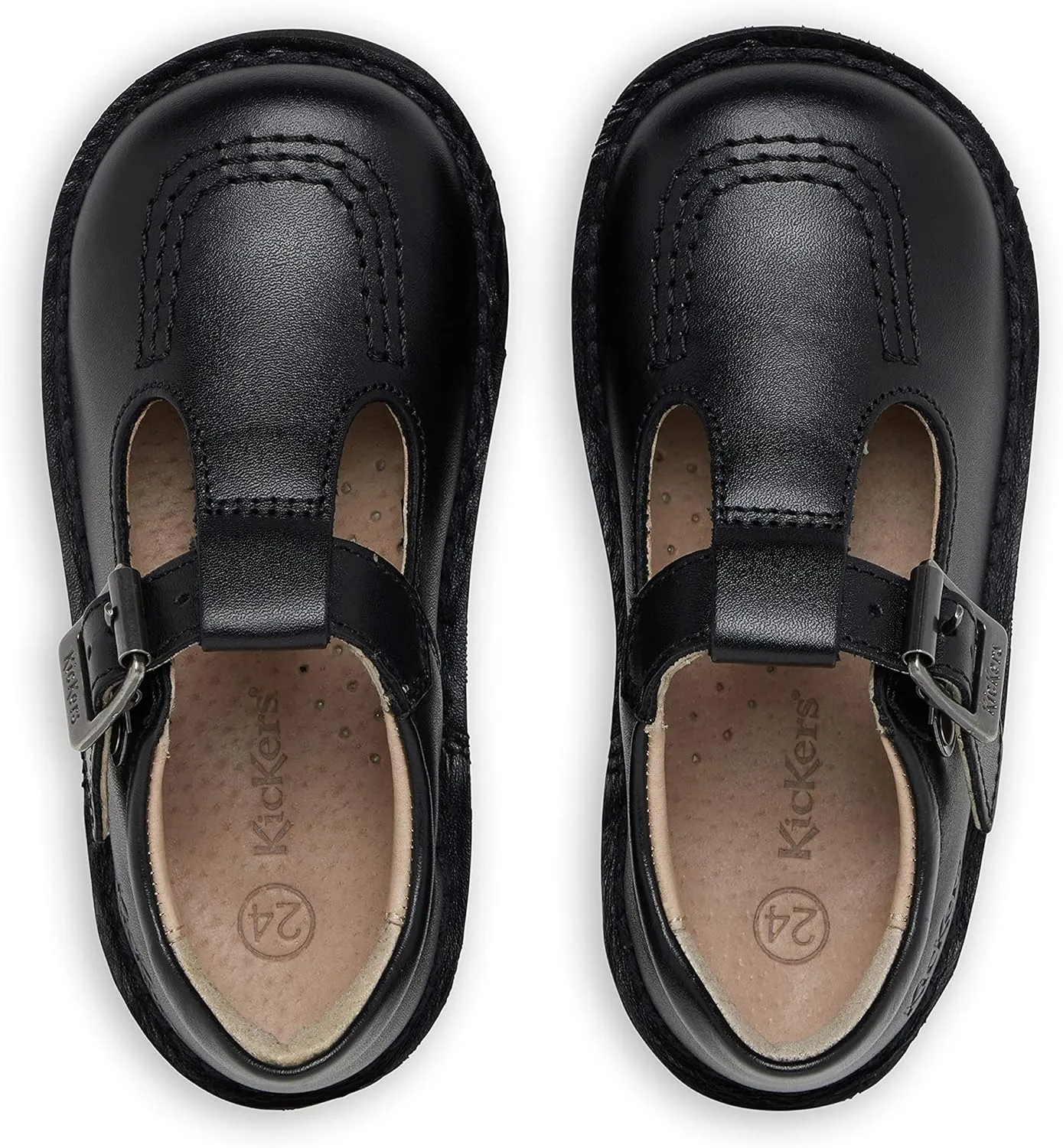 Kickers Kick T I Core Black Leather Shoes-UK