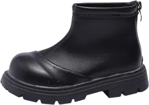 Kids Girls Ankle Boots Comfortable Winter Warm Flat Non-Slip Snow Boots for Toddler Little/Big Toddler Girl Zippe Boots