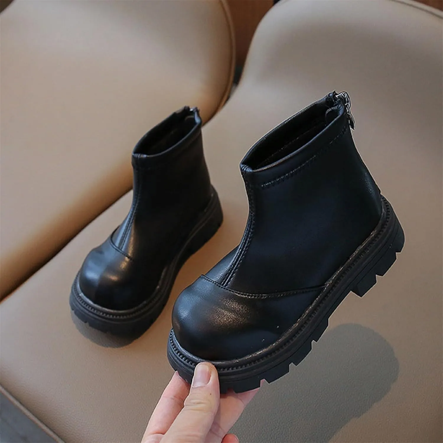 Kids Girls Ankle Boots Comfortable Winter Warm Flat Non-Slip Snow Boots for Toddler Little/Big Toddler Girl Zippe Boots
