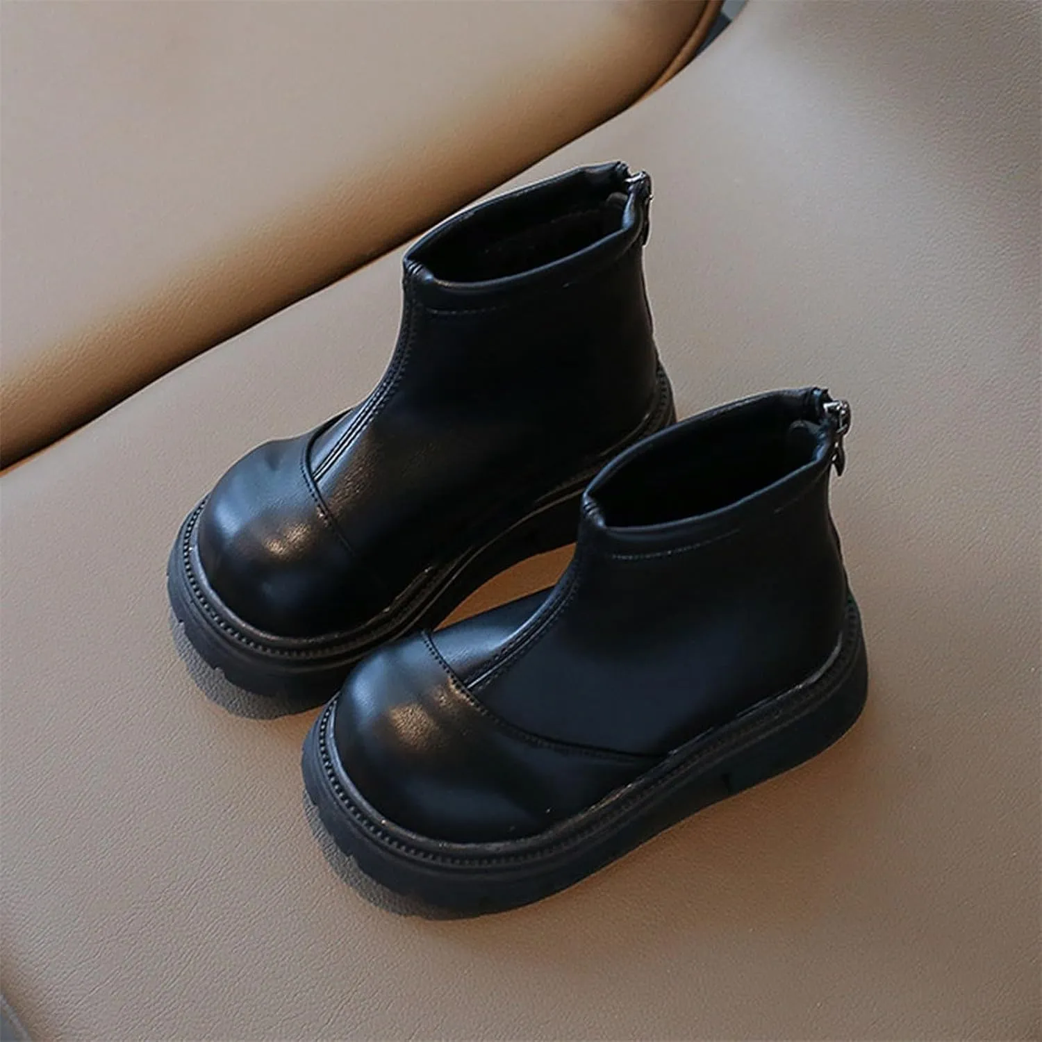 Kids Girls Ankle Boots Comfortable Winter Warm Flat Non-Slip Snow Boots for Toddler Little/Big Toddler Girl Zippe Boots