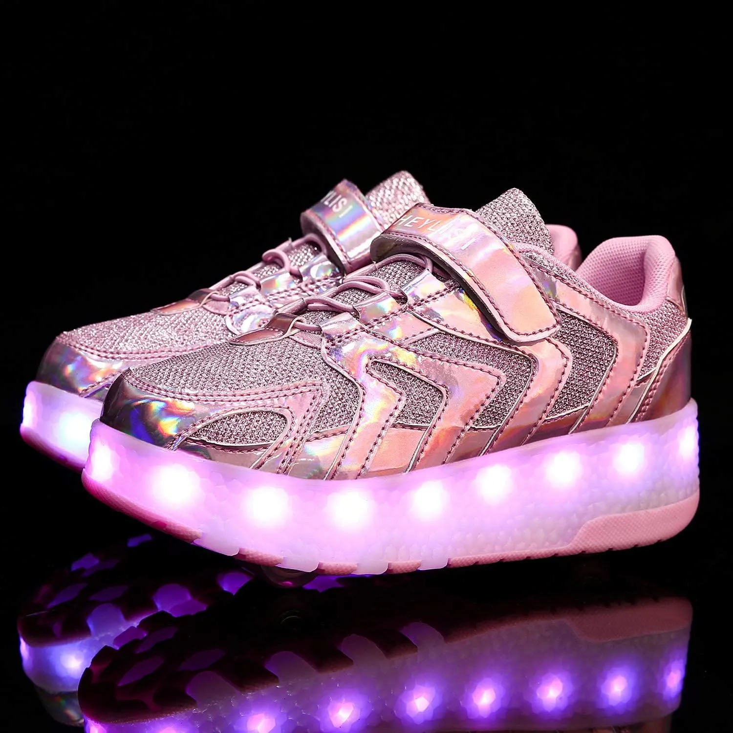 Kids LED Roller Skate Shoes with Double Wheels Rechargeable Retractable Wheels Light Up Sneakers for Christmas Birthday Gifts