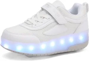 Kids LED Roller Skate Shoes with Double Wheels Rechargeable Retractable Wheels Light Up Sneakers for Christmas Birthday Gifts