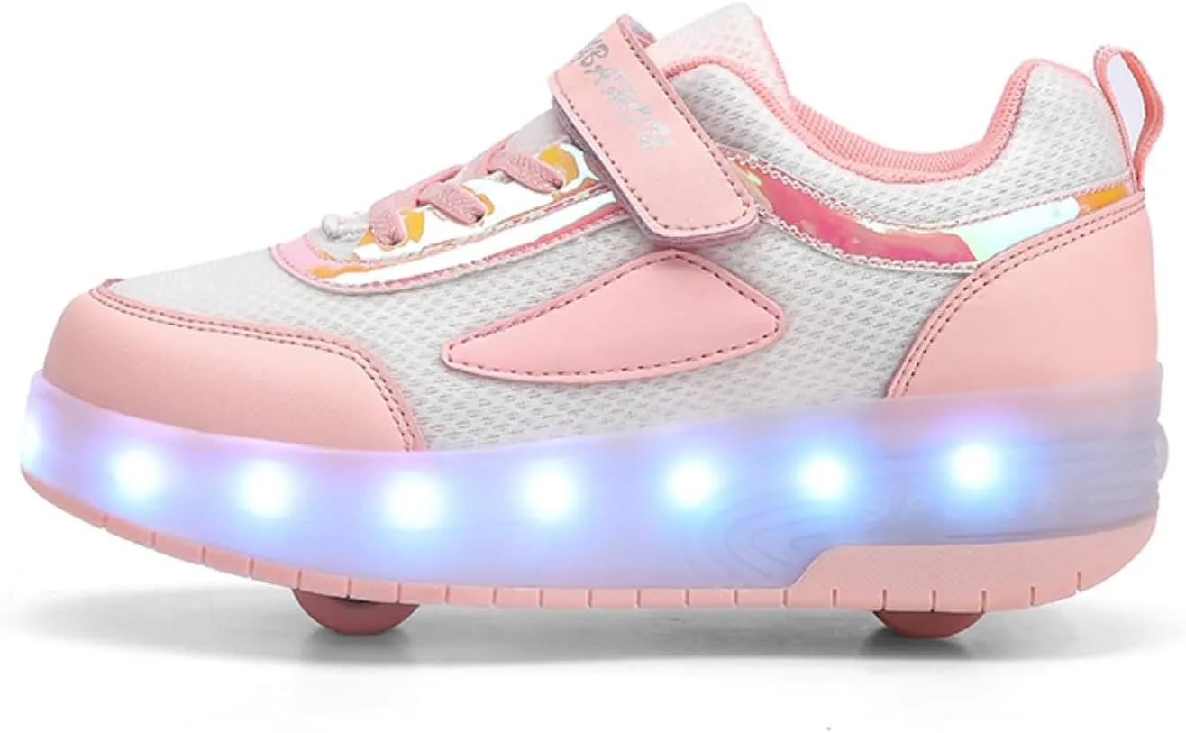 Kids Light Up Shoes with Wheels USB Chargable Colorful Light Up Roller Skate Shoes