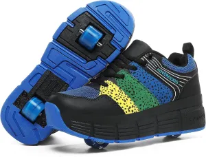 Kids Roller Skate Shoes with Wheels Roller Sneakers for Boys Girls Kids Deformation Wheeled Shoes ﻿