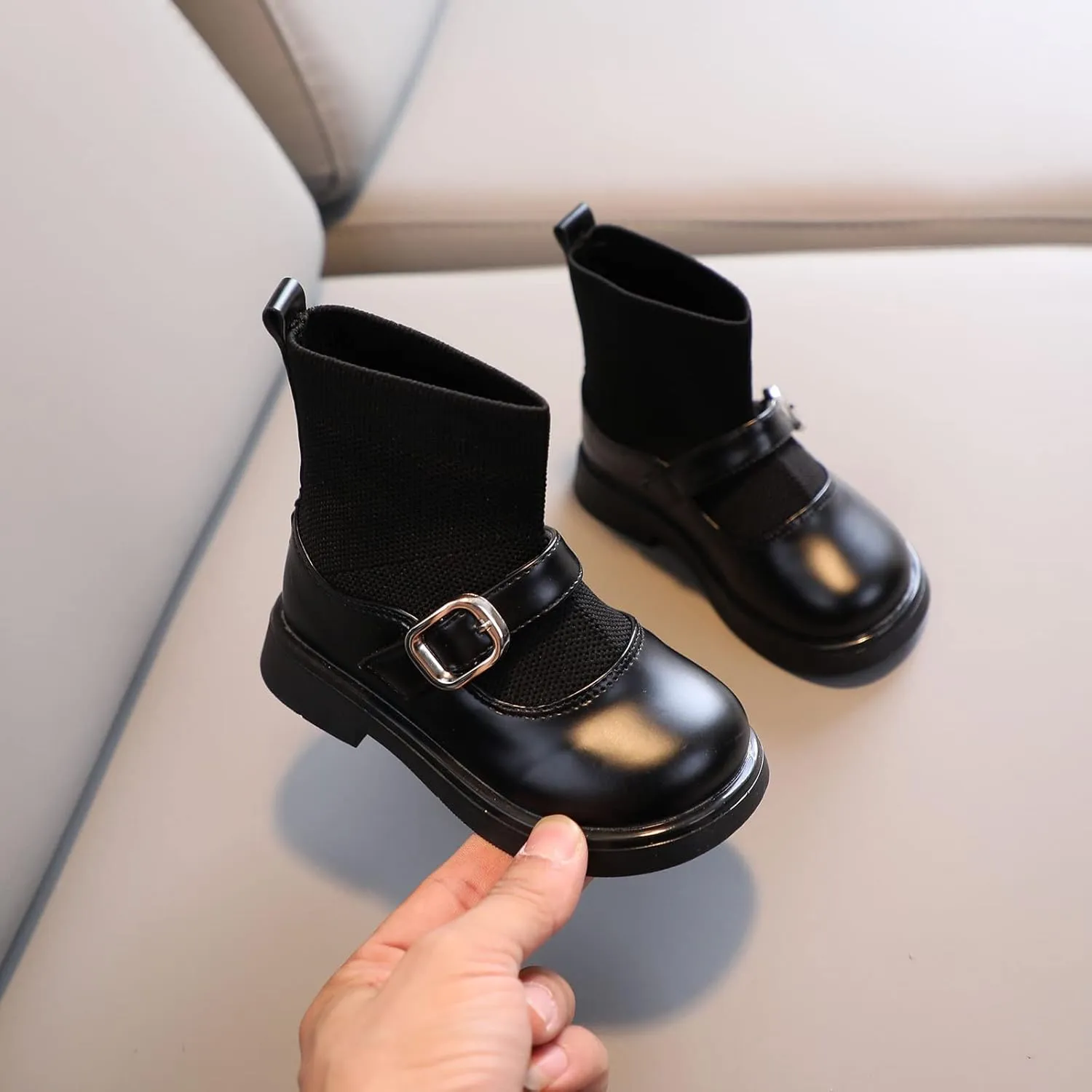 Kids Shoes Low Heel Ankles Small Leather Shoes for Unisex Cute British Style Soft Bottom Non-Slip Leather Shoes
