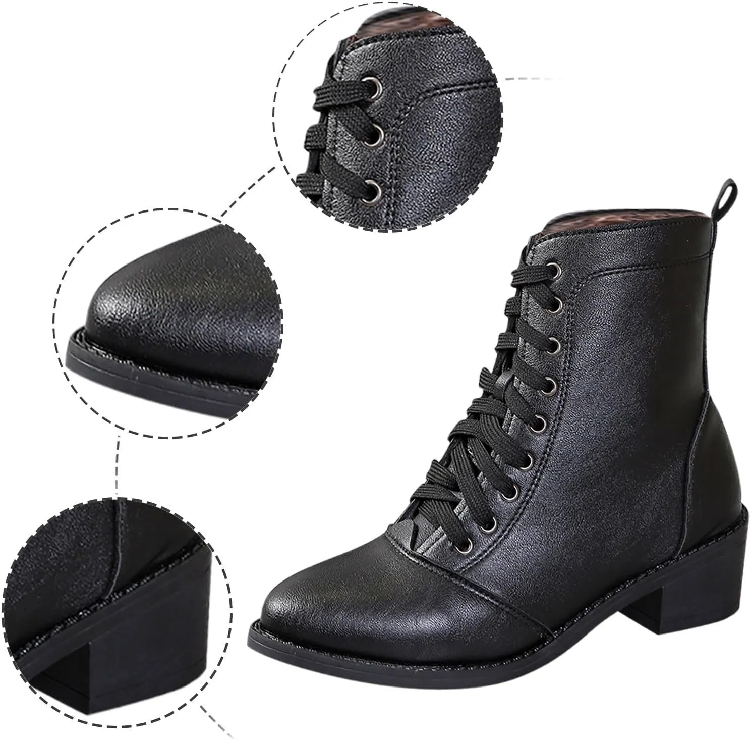Lace Up Boots For Women Winter Boots Black Combat Boots Mid Calf Ankle Boots Low Heel Victorian Boots Pirate Boots