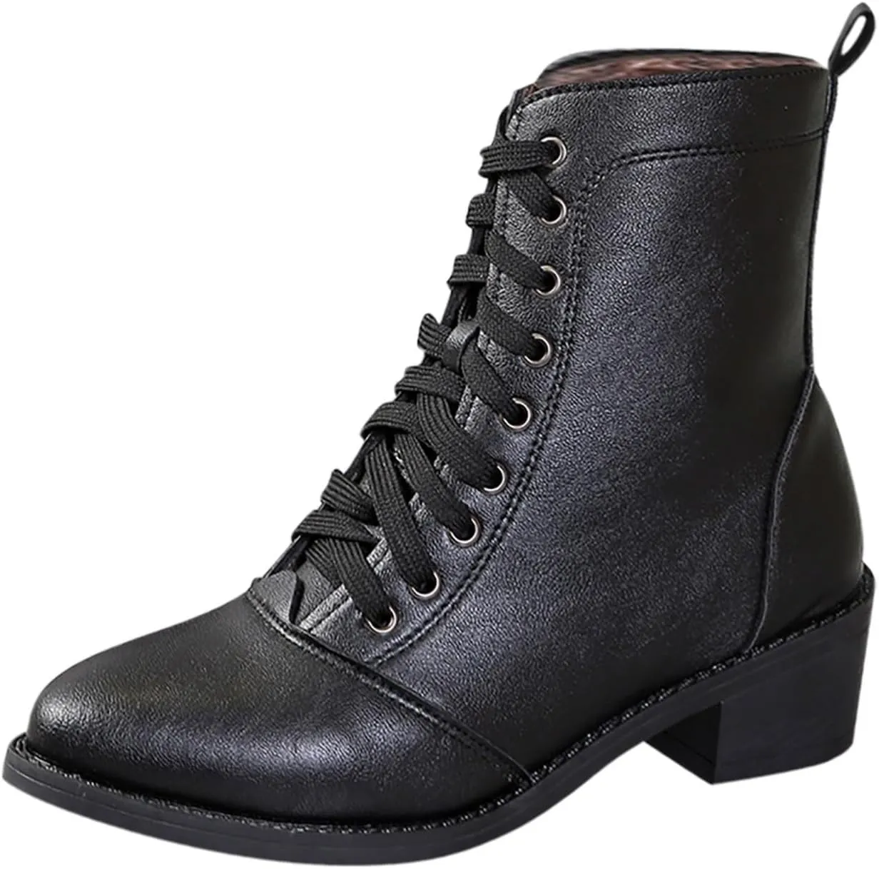Lace Up Boots For Women Winter Boots Black Combat Boots Mid Calf Ankle Boots Low Heel Victorian Boots Pirate Boots