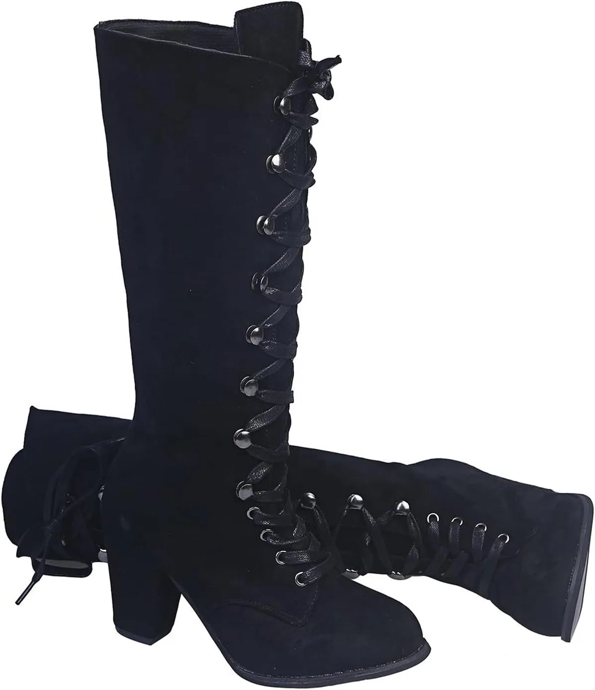 Lace Up Platform Boots for Women Low Heel Fashion Dressy Mid Calf Boots Lace up Combat Boots Leather Winter Boots Medieval Steampunk Boots Renaissance Cosplay