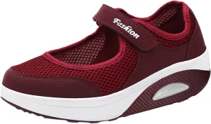 Ladies Orthopedic Walking Shoes Air-Cushion Loafers for Women 2025 Casual Mesh Summer Slip-On Breathable Closed Toe Diabetic Shoes with Arch-Support