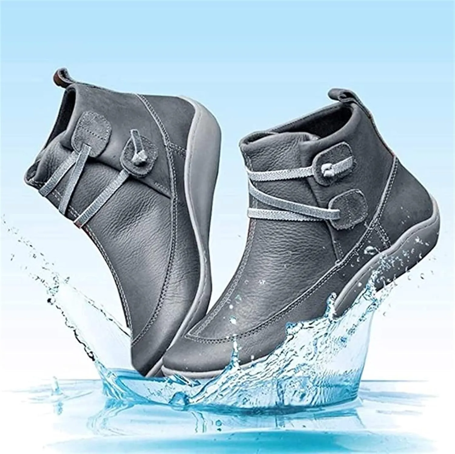 Ladmiple Boots For Women Ankle Booties Western Cowboy Cowgirl Round Toe Short Booties Classic High Top Combat Walking Shoes
