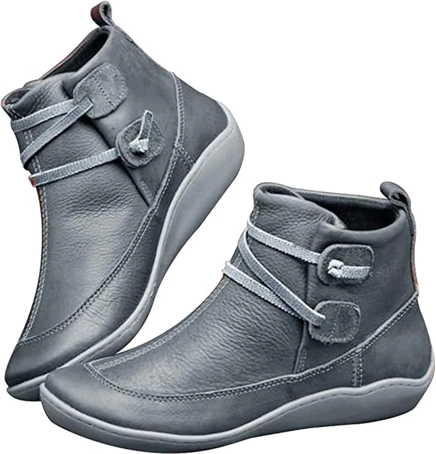 Ladmiple Boots For Women Ankle Booties Western Cowboy Cowgirl Round Toe Short Booties Classic High Top Combat Walking Shoes