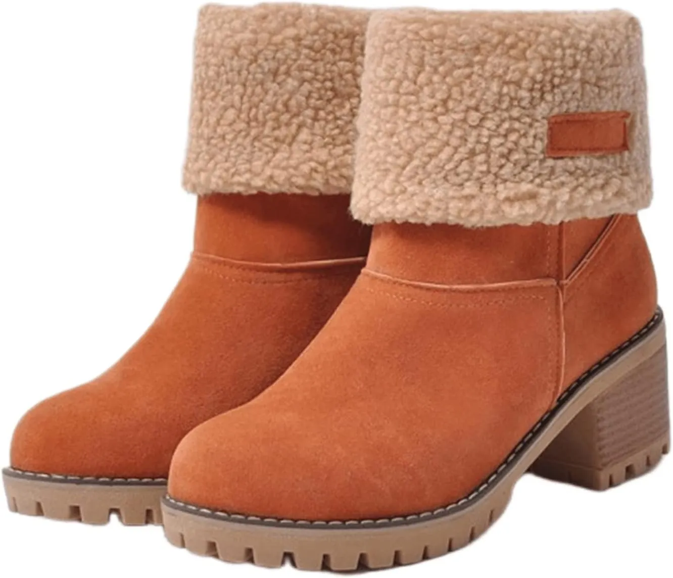 Ladmiple Snow Boots For Women Tall Mid Calf Warm Fur Lined Winter Boots Outdoor Slip On Comfortable Fashion Walking Shoes