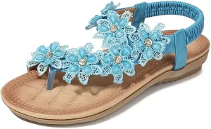 Lady Pearl Flower Sandals Flip Flops Summer Beach Sandals Elegant Clip Toe Sandal Womens Summer Sandals with Low Heel