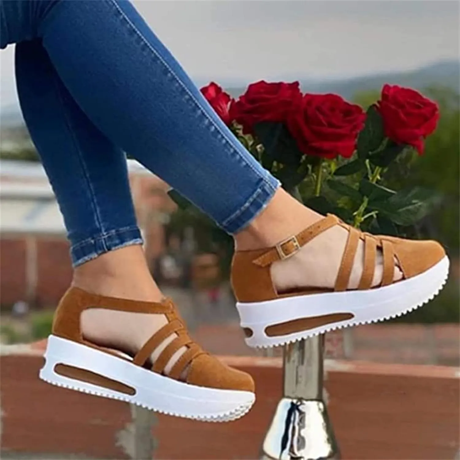 Lausiuoe Platform Sneakers For Women Fashion Classic Casual Slip On Soft Comfort Breathable Gym Running Walking Shoes
