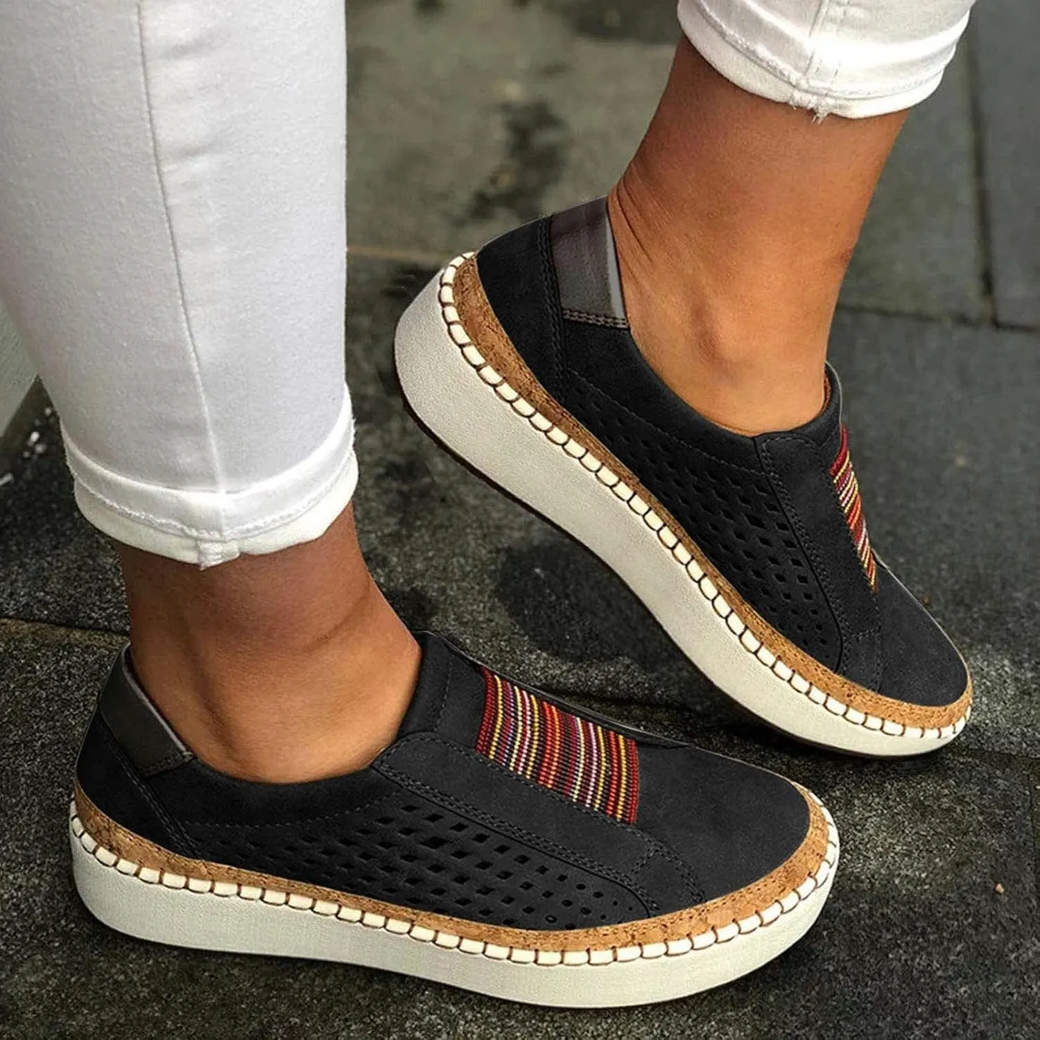Lausiuoe Shoes for Women Sneakers Trendy Canvas Shoes Low Cut Slip On Sneaker Casual Fashion Walking Comfortable Flat Loafers