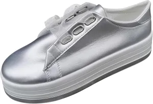 Lausiuoe Shoes for Women Sneakers Trendy Slip On Loafers Shoes Fashion Leather Sneakers Casual Comfortable Flat Walking Shoes