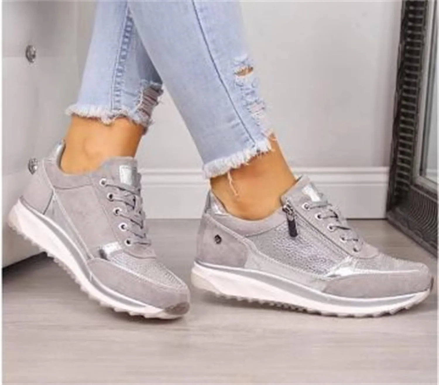 Lausiuoe Shoes For Women Sneakers Trendy Slip on Low Top Canvas Walking Shoes Non Slip Fashion Casual Flat Loafers