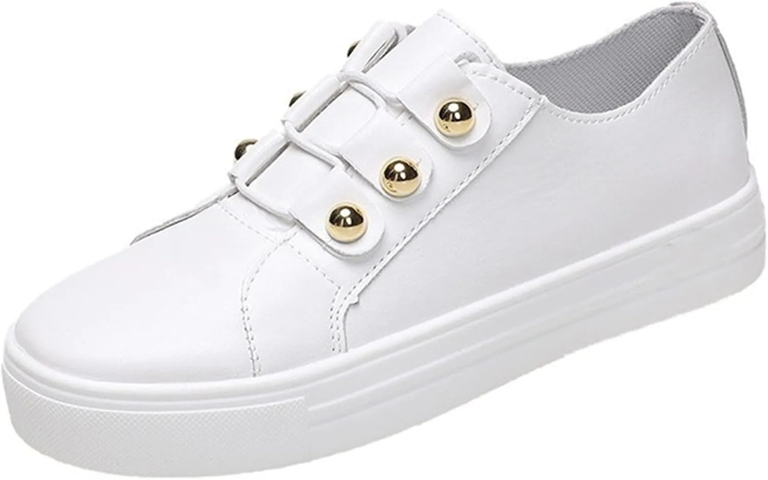 Lausiuoe Shoes for Women Sneakers Trendy Slip on Sneakers Non Slip Fashion Casual Comfortable Walking Leather Flat Loafers