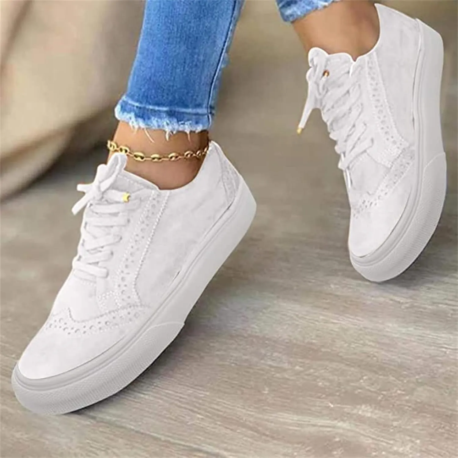 Lausiuoe Sneakers for Women Trendy 2024 Fashion Canvas Shoes Lightweight Casual Comfortable Slip On Walking Flat Loafers