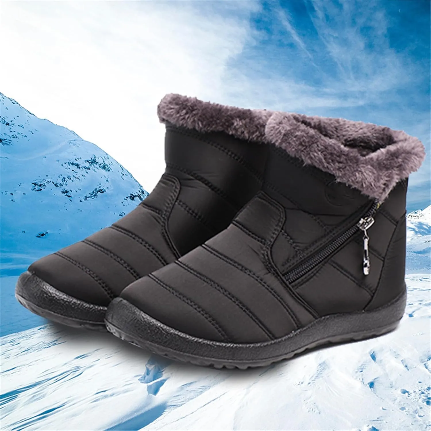 Lausiuoe Snow Boots For Women Waterproof Insulated Non Slip Winter Ankle Booties Warm Fur Lined Sneakers Outdoor Shoes