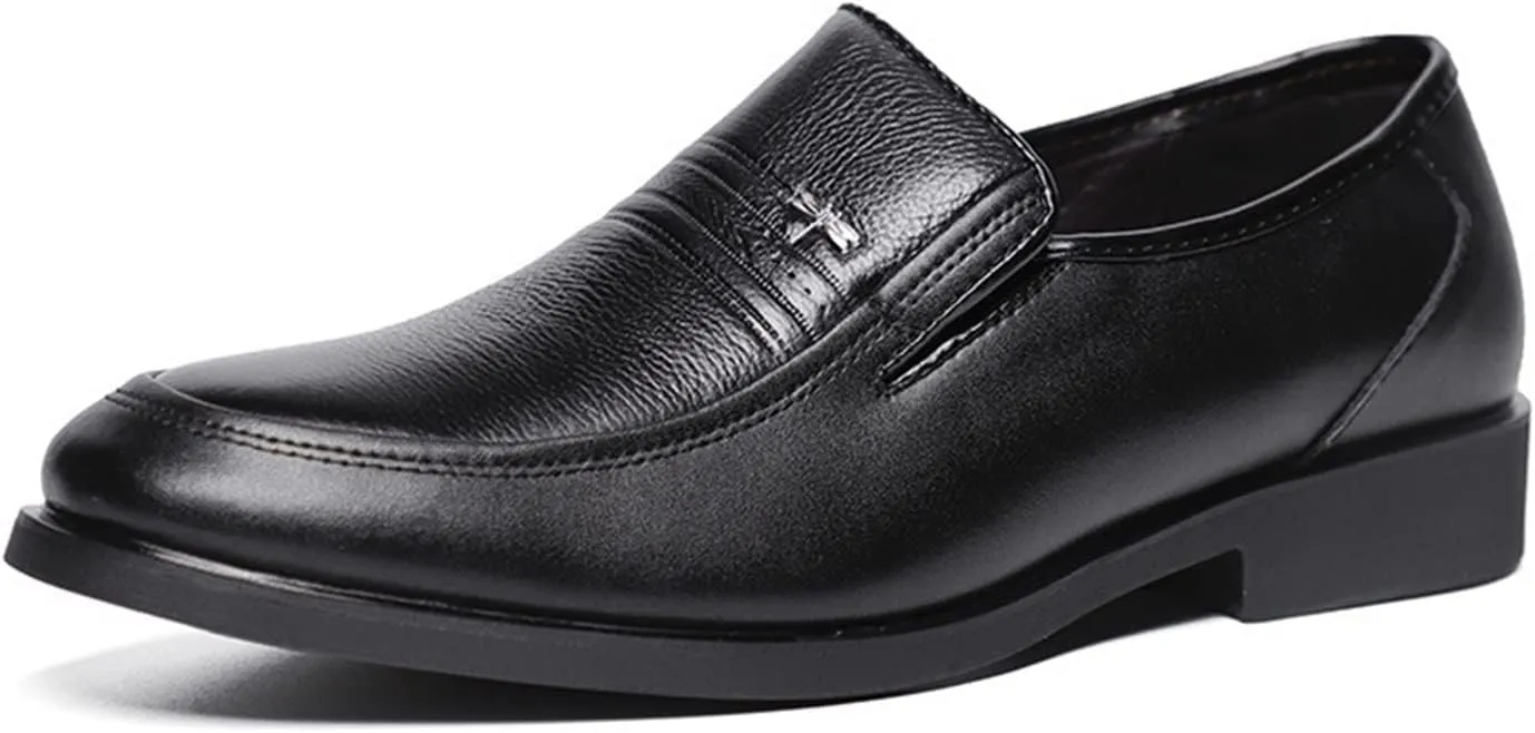 LAZIRO Men's Business Dress Leather Shoes Non-Slip Wear-Resistant Men's Shoes Breathable Work Leather Shoes Round Toe Dad Shoes